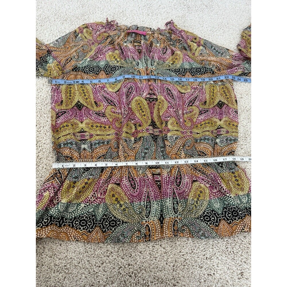 Robert Graham Womens Long Sleeve V-Neck Silk Paisley Shirt  Sz XL‎ Boho Colorful - Picture 6 of 8
